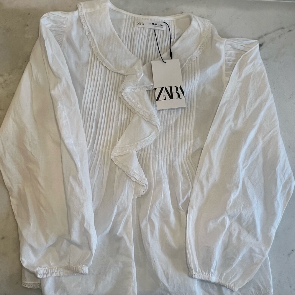 Zara Girl's Lace Trim Shirt